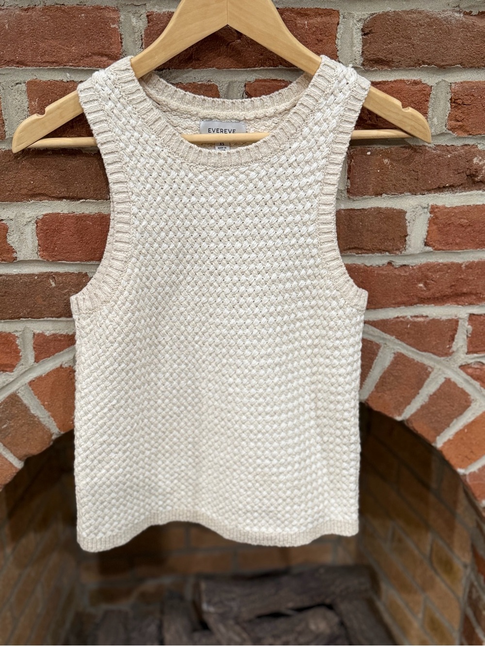 Evereve Cream Textured Knit Sleeveless Tank